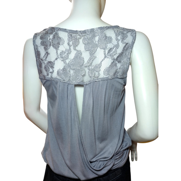 Express Womens Sleeveless Tunic Lace Blouse Gray Size Small - Picture 4 of 13